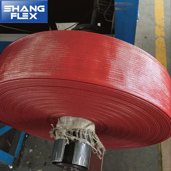 Luz flexible roja manguera plana de PVC de descarga de agua de riego agrícola de 2 pulgadas