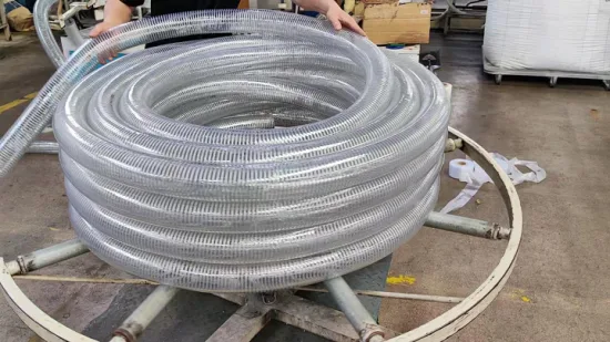 Manguera de aceite reforzada con alambre de acero en espiral transparente antiestático de PVC/plástico de fábrica