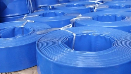 Manguera de riego de agua plana de PVC azul de 1